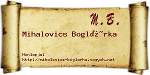 Mihalovics Boglárka névjegykártya