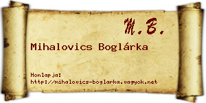 Mihalovics Boglárka névjegykártya